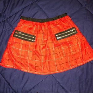 Anna Sui red plaid zipper pocket mini skirt!